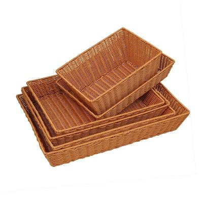 China Sustainable Single Style PP Rattan Plastic Woven Storage Basket In Multiple Custom Size for sale