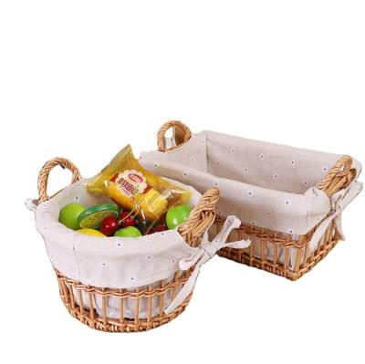 China Used For Home Bread/Fruit/Vegetable Storage/Snack Storage Basket Flower Weaving Basket With Liner for sale