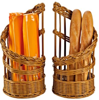 China Customized Handmade Wicker Rattan Disposable Round French Baguette Basket Storage Bread Basket for Bakery or Shop for sale