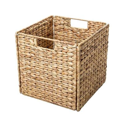 China Custom Water Viable Hyacinth Weaving Storage Box Basket Collapsible in Multiple Sizes for sale