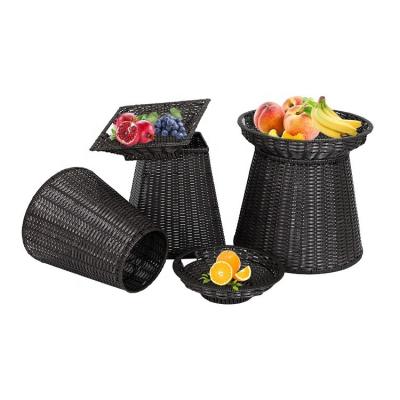 China Sustainable Handmade PP Rattan Woven Storage Basket For Supermarket Fruit Food Display for sale