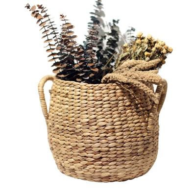 China Natural Viable Hyacinth Weave Plant Pot Water Flowerpot Baskets for sale