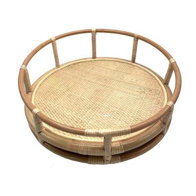 China Viable Custom Rattan Around Cat Basket Bed Nest Pet Beds Dog Beds Basket for sale