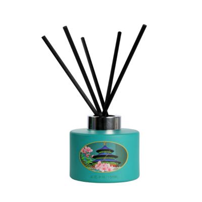 China Features Forbidden City Pattern Design Glass Bottle Viable Chinese Reed Diffuser Home Room Air Freshener for sale