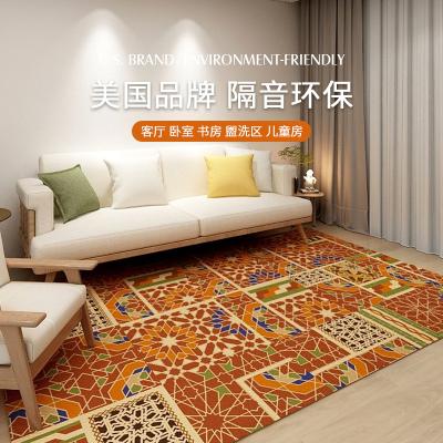 China Removable Printed Tufted Thick Washable Decorative Tiles Bedroom Carpet Tiles 40x40cm Washable Residential Carpet Tiles for sale