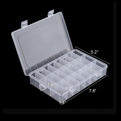 China Food Packaging 24 Grids Organizer Transparent Box Storage Plastic For Display Collection With Adjustable Dividers for sale