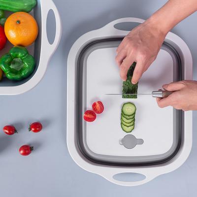 China Factory Price Multifunctional Home Casual Plastic Folding Cutting Board Vegetables Fruit Wash Drain Basket Cutting Plates 40pcs/ctn for sale