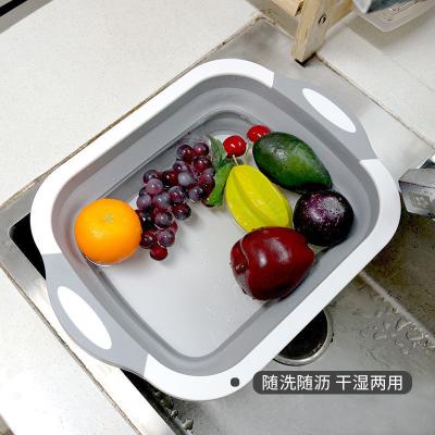 China Factory Price Casual Folding Plastic Folding Dish Tub Sink Drain Kitchen Fruit Vegetable Drying Storage Wash Basket for sale