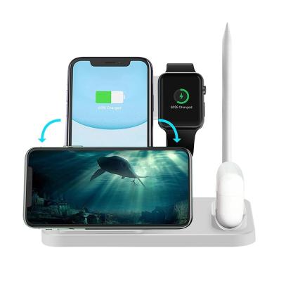 China Hot Selling Mobile Phone 4 in 1 Fast Wireless Charger 10W for Samsung Phone, 7.5W for iPhone 12, Qi 5w for Airpods, 2W for Apple Watch for sale