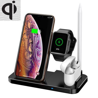 China Foldable 10W Mobile Phone 4 in 1 QI Wireless Charger for iPhone Phone, Samsung Phone, Apple Watch Airpod and Apple Pencil Charging for sale