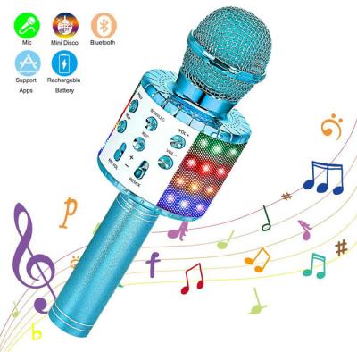 China Factory Direct Music Player WS858L Led Karaoke Lightweight Microphone Wireless Speaker For Iphone Android Smart Phone Portable Handheld Microphone for sale