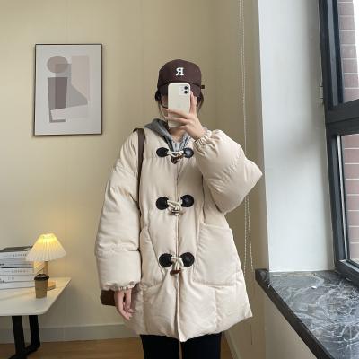 China Wholesale price waterproof factory hot sales Cathy Korean style cotton padded jacket with cowhorn buckle and wool collar for sale