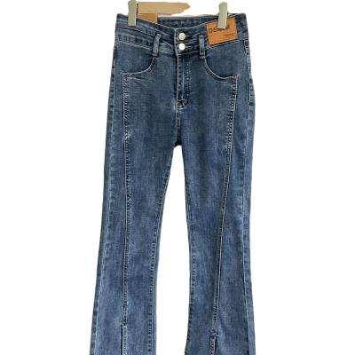 China Very popular breathable with European and American women Cathy washed blue skinny split jeans for sale