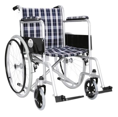 China Cheapest Older Powder Coated Hospital Standard Manual Folding Steel Wheelchair Steel Manual Wheelchair Prices for sale