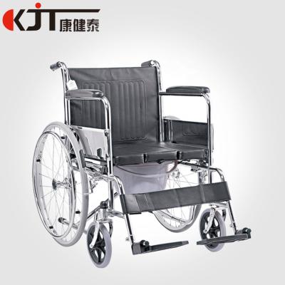 China Wheelchair steel foldable wheelchair with seat base design manual high quality patient and chest of drawers older steel wheelchair for sale