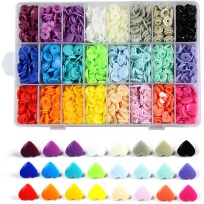 China Viable 360 ​​Sets KAM Snaps Size T5 24 Colors Heart Plastic Clip NO--for Sewing Buttons in Storage Container for Crafts Cloth Diaper Bibs for sale