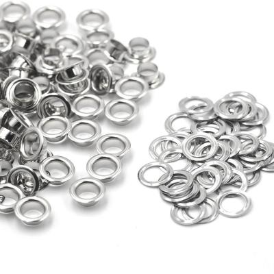 China 100sets 4mm/5mm/6mm/7mm/8mm/10mm pure brass material nickel free grommet silver eyelet with gasket adjustment leather craft shoes belt in stock for sale