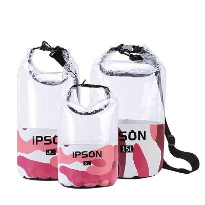 China Water proof IPSON outdoor roll top office dry bag cylinder waterproof transparent bag with camouflage resistant design for sale