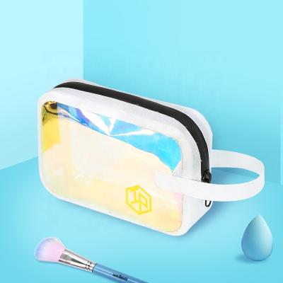 China Lightweight Customized PVC/TPU Laser Rainbow Transparent Bag Lady Makeup Bag Cosmetic Pouch for sale