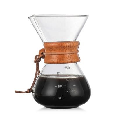 China Viable Pour Over Glass Coffee Kettle Coffee Sharing Pot Espresso Coffee Maker Server Brewer 400ml Teapot Kitchen Appliances for sale