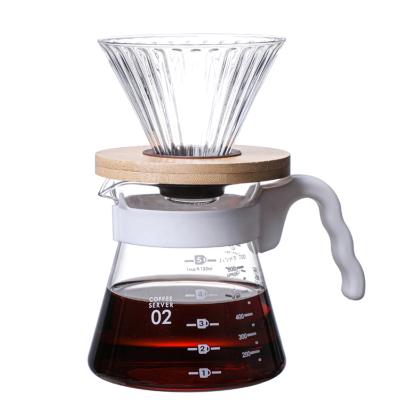 China Viable Kitchen Accessories Coffee Tools V60 Pour Over Glass Pot 400ml/600ml Coffee Servers Glass Coffee Sharing Pot for sale