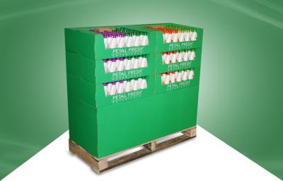 China Green Cardboard Pallet Display for Skincare Products with 6 Trays for sale