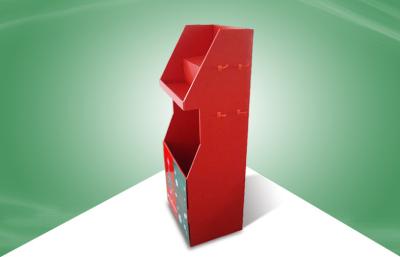 China Red Free Standing Display Unit Cardboard Floor Display with Hooks for Christmas Gifts for sale