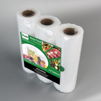 China Disposable PE PA Airtight Seal Bag Roll Embossed Vacuum Food Sealer Bags Rolls for sale