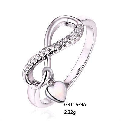 China FASHIONABLE Zircon 925 Sterling Silver Custom Finger Ring of Grace Jewelry Infinity Symbol Love heart charm for sale