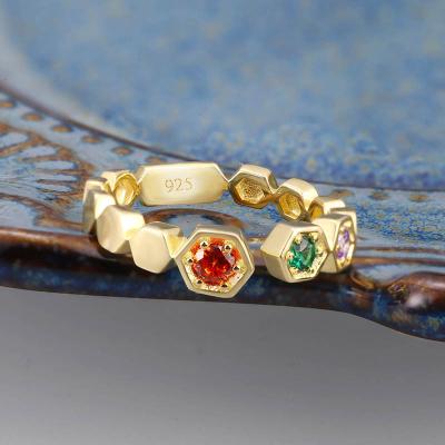 China FASHIONABLE Design Grace Jewelry Open Adjustable Honeycomb Gold Plated 925 Sterling Silver Ladies Rings for sale