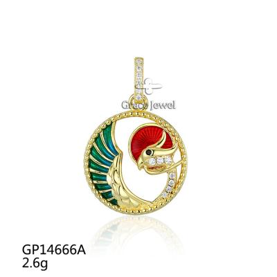 China FASHIONABLE Grace Jewelry Phoenix Fire Bird Mythical Beast 925 Silver Resin Gold Plated Bird Logo Necklace Pendant Custom Made for sale