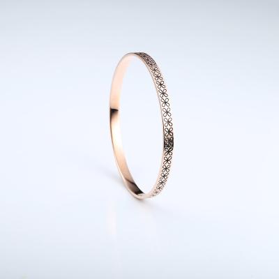 China Grace Jewelry Rose Gold Plated TRENDY 925 Sterling Silver Bangle 4 Leaf Lucky Clover Bracelets for Women for sale