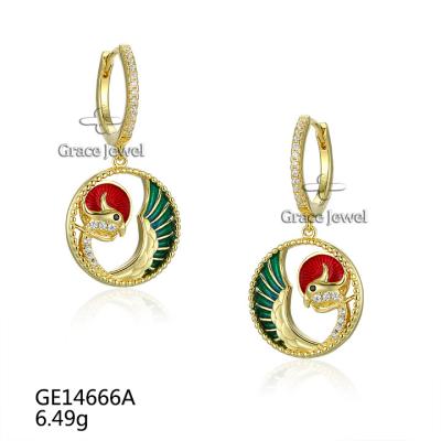 China Grace Jewelry Small Hoop New Trendy Fashion Hollow Gold Plated 925 Silver China Phoenix Bird Stud Earrings for sale