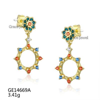 China TRENDY Garland Gold Colored 925 Sterling Silver Hollow Garland Flower Earring from Grace Jewelry New Arrival Trendy for sale