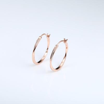 China Grace Jewelry Modern Style Twisted TRENDY Rose Gold Plating 925 Silver Safe Lock Fashion Circle Earrings for sale