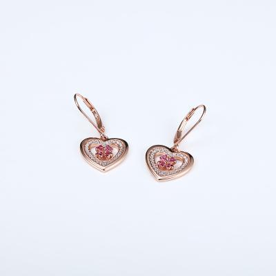 China Grace Jewelry Lucky FASHIONABLE 4 Four Leaf Clover Heart Cavity Rose Gold Plated 925 Silver Women Earings Jewelry for sale