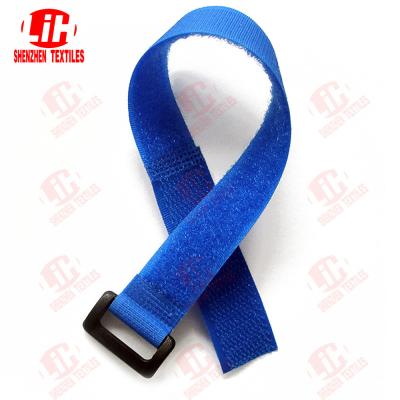 China Sustainable Blue Binding Hook And Loop Straps With Buckle / Adjustable Nylon Strap for sale