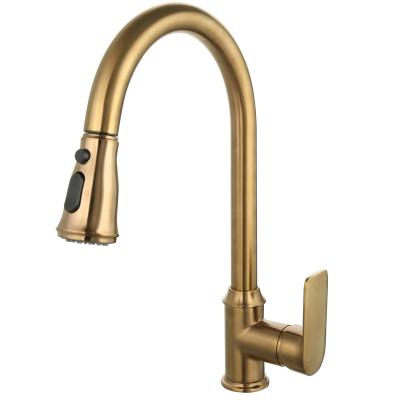 China Pull Out The Most Popular Commercial Spray Supplement Kitchen Faucet Gold Kitchen Faucet Hot Water Shower Head JKD500G003BG for sale