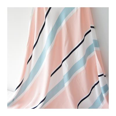 China Stain Resistant SHAOXING FACTORY SUPPLIER 32SR * 32SR STRIPE PRINTED CHALLIE PLAIN SQUISKY FABRIC FOR PAJAMAS for sale