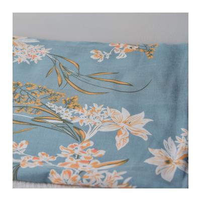 China Stain resistant NEW PLAIN WEAVE DESIGN FOR CHALIIE DRESS SQUISKY BLUE FLOWER PRINTED FABRIC for sale