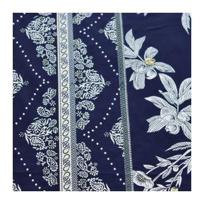 China Stain resistant SUTENG TEXTILE PRINTED DTY KNITTED FABRIC a DARK BLUE BACKGROUND WITH WHITE FLOWER FOR HOME TEXTILE for sale