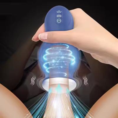 China Entrenador masculino masturbadora de ejercicio copa de succión a prueba de agua vibración telescópica hombre entrenado chupador de glande en venta