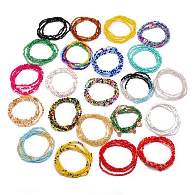 China Newest 35 Color African BOHEMIA Waist Beads Puff Bohemian Style Elastic Colorful Acrylic Body Jewelry Beads Waist Chain For Women for sale