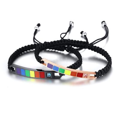 China Newest Amazon Lover Jewelry Rainbow Color Enamel Romantic Hot Selling Handmade Armor Bangle Stainless Steel Bangle Set for sale