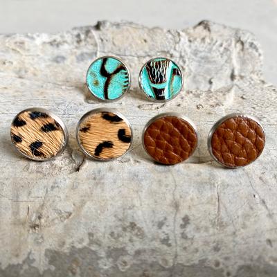 China Wholesale BOHEMIA Retro Vintage Leather Earrings 3 Pair Per Set Round Stud Earrings Accept Order Cheap 2021 Set Earrings For Lady for sale