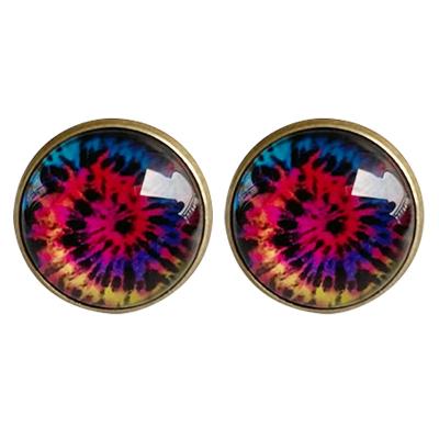 China Popular BOHEMIA Gemstone Stud Earrings For Lady With Leopard And Sunflower Printing Europe Style Fashion Hot Selling Stud Earrings for sale