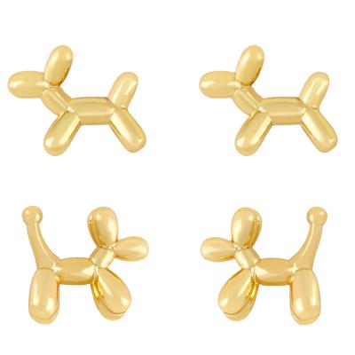 China Cute And Exquisite Cute Fashion Balloon Dog Earrings 18K Gold Plated Single Earrings And Compact Mini Pierced Earrings Lady Jewelry for sale