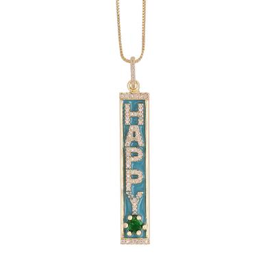 China Hiphop Personalized 18K Gold Jewelry Colors Brand Long Zircon Diamond English Letter Pendant Necklace Copper Micro-inlaid Jewelry for sale