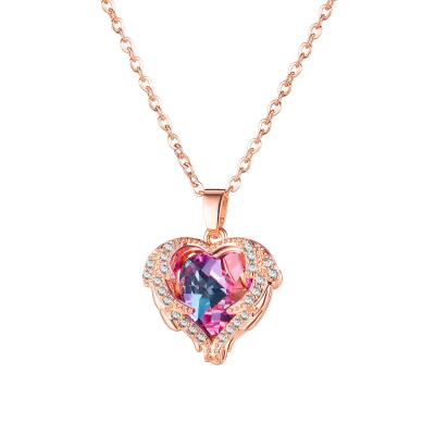 China Wholesale Price Cute Hot Sale Lovely The Heart Of The Sea Choker Necklace For Women High Quality Zircon Stainless Steel Necklace for sale