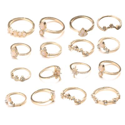 China FASHIONABLE Stock Sell Fast Delivery Time Crown Shape Rings Set Anti Gold Plated Fashionable Rhinestone Finger Rings Cheap Jewelry for sale